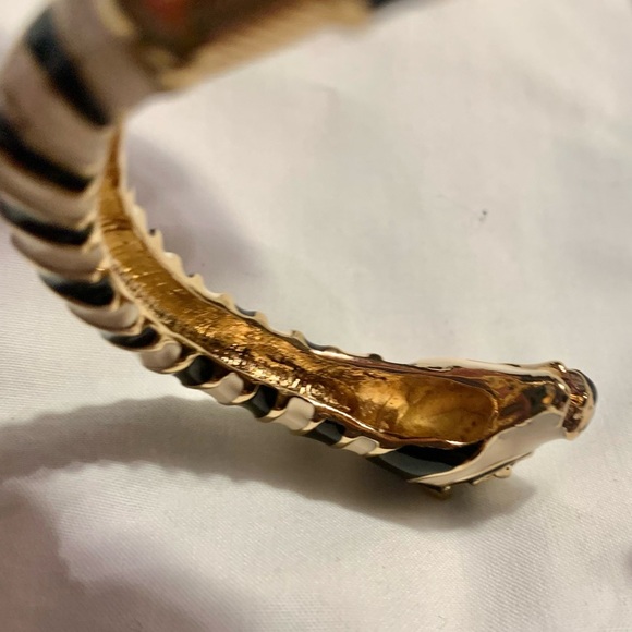 Kenneth Jay Lane Vintage Zebra bangle bracelet - NEW - Black and white enamel - Picture 13 of 17